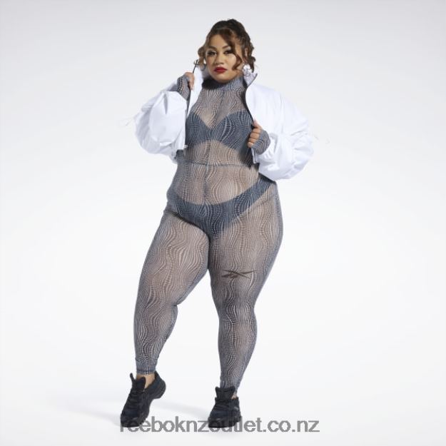 White 2B4626335 Cardi B Woven Crop Jacket (Plus Size) Reebok Women