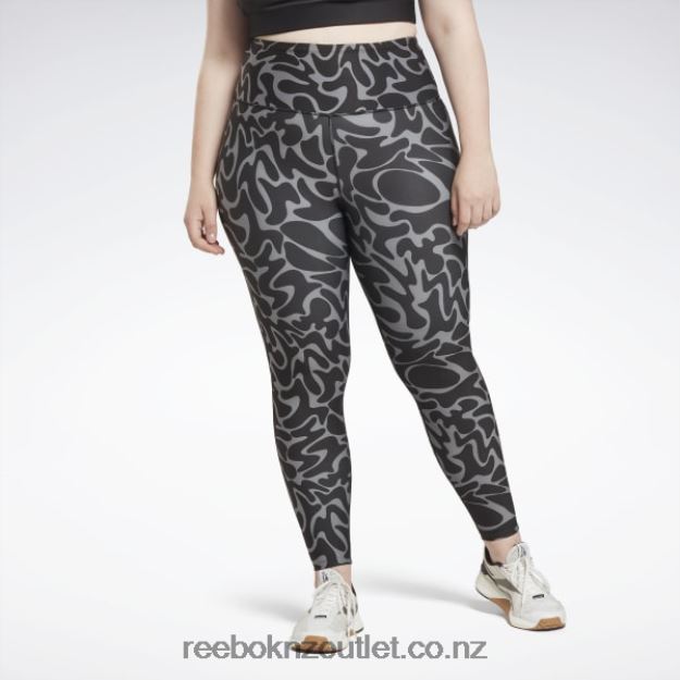 Black 2B4626551 Workout Ready Printed Leggings (Plus Size) Reebok Women