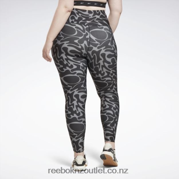 Black 2B4626551 Workout Ready Printed Leggings (Plus Size) Reebok Women