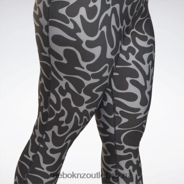 Black 2B4626551 Workout Ready Printed Leggings (Plus Size) Reebok Women