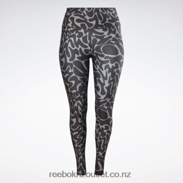 Black 2B4626551 Workout Ready Printed Leggings (Plus Size) Reebok Women
