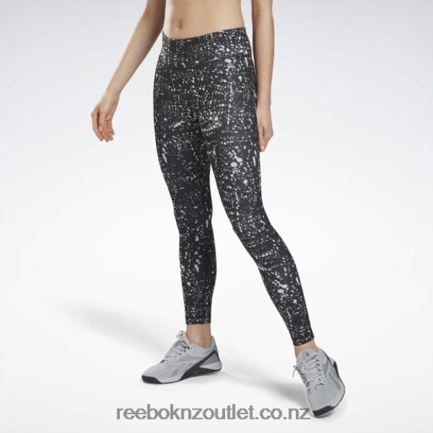 Black 2B4626962 Workout Ready Printed Leggings Reebok Women