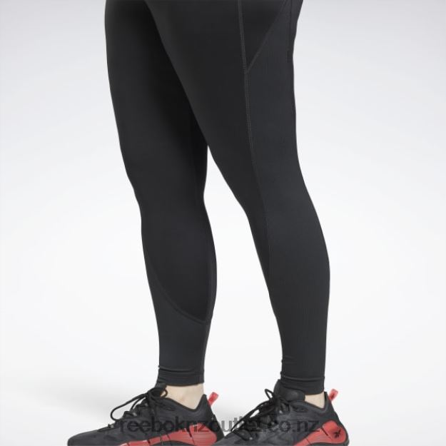 Black 2B4626994 Workout Ready Rib High-Rise Leggings (Plus Size) Reebok Women