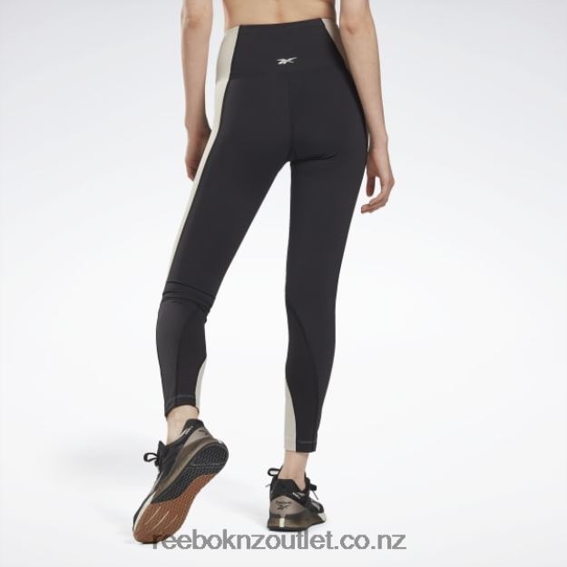 Black/Stucco 2B4626613 Lux High-Rise Colorblock Leggings Reebok Women