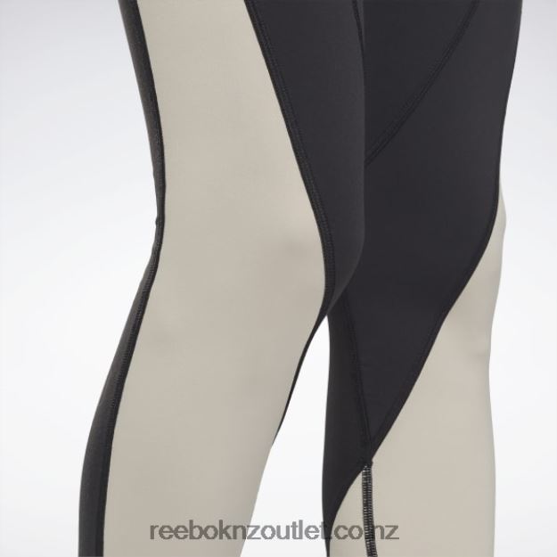 Black/Stucco 2B4626613 Lux High-Rise Colorblock Leggings Reebok Women