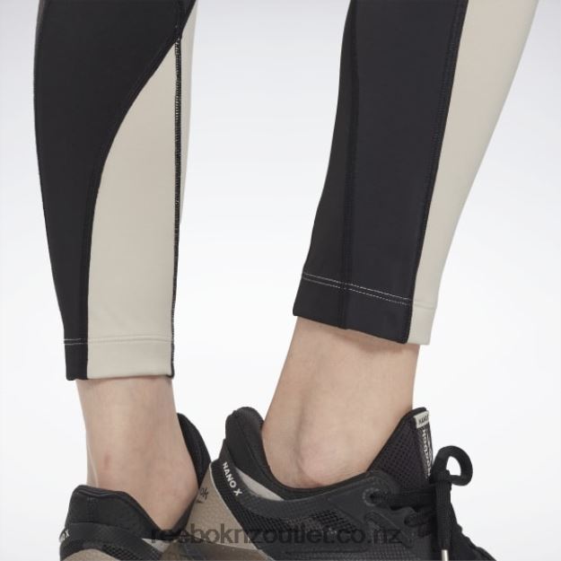 Black/Stucco 2B4626613 Lux High-Rise Colorblock Leggings Reebok Women