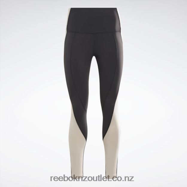 Black/Stucco 2B4626613 Lux High-Rise Colorblock Leggings Reebok Women