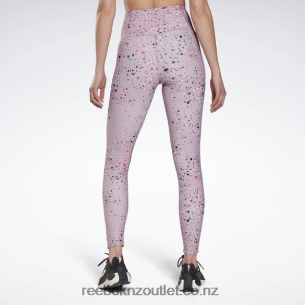 Infused Lilac 2B4626388 Lux 2.0 Multi-Colored Speckle Leggings Reebok Women