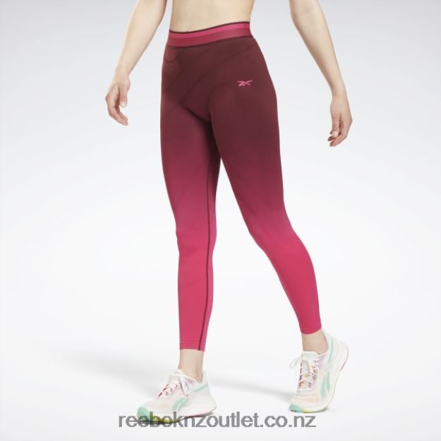 Maroon/Pursuit Pink 2B4626882 United By Fitness Seamless High Rise Leggings Reebok Women