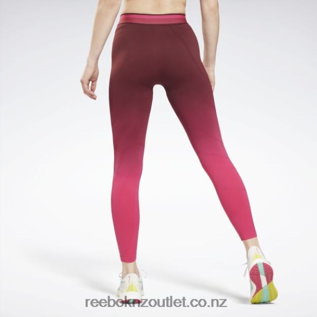 Maroon/Pursuit Pink 2B4626882 United By Fitness Seamless High Rise Leggings Reebok Women
