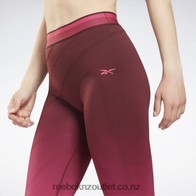 Maroon/Pursuit Pink 2B4626882 United By Fitness Seamless High Rise Leggings Reebok Women