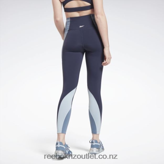 Vector Navy 2B4626634 Lux High-Rise Colorblock Leggings Reebok Women