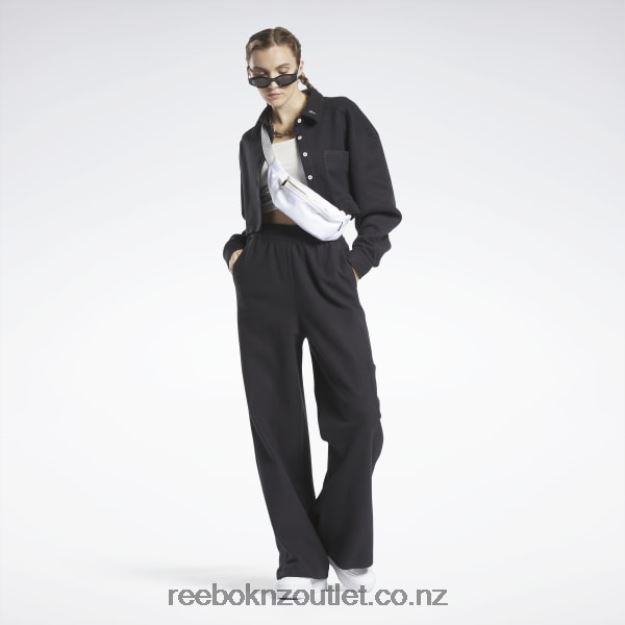 Black 2B4626403 Classics Reverse Fleece Wide Leg Pants Reebok Women