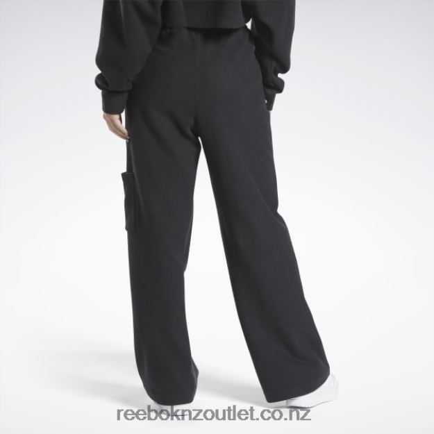 Black 2B4626403 Classics Reverse Fleece Wide Leg Pants Reebok Women