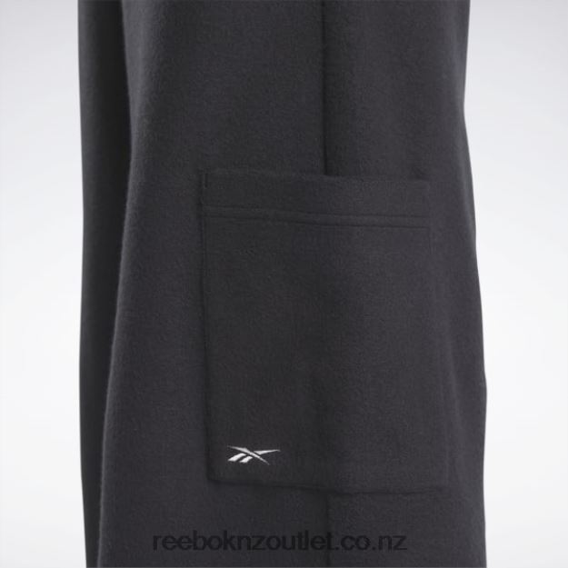 Black 2B4626403 Classics Reverse Fleece Wide Leg Pants Reebok Women
