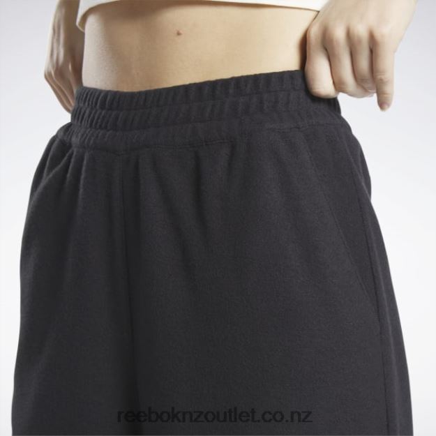 Black 2B4626403 Classics Reverse Fleece Wide Leg Pants Reebok Women