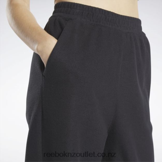 Black 2B4626403 Classics Reverse Fleece Wide Leg Pants Reebok Women