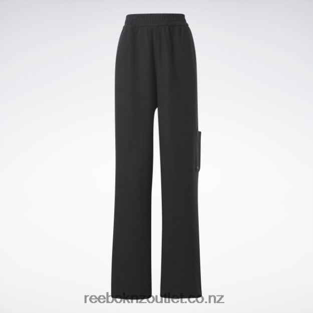 Black 2B4626403 Classics Reverse Fleece Wide Leg Pants Reebok Women