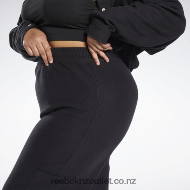 Black 2B4626730 Classics Reverse Fleece Wide Leg Pants (Plus Size) Reebok Women