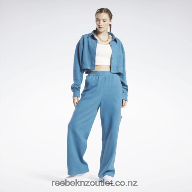Steely Blue S23-R 2B4626524 Classics Reverse Fleece Wide Leg Pants Reebok Women