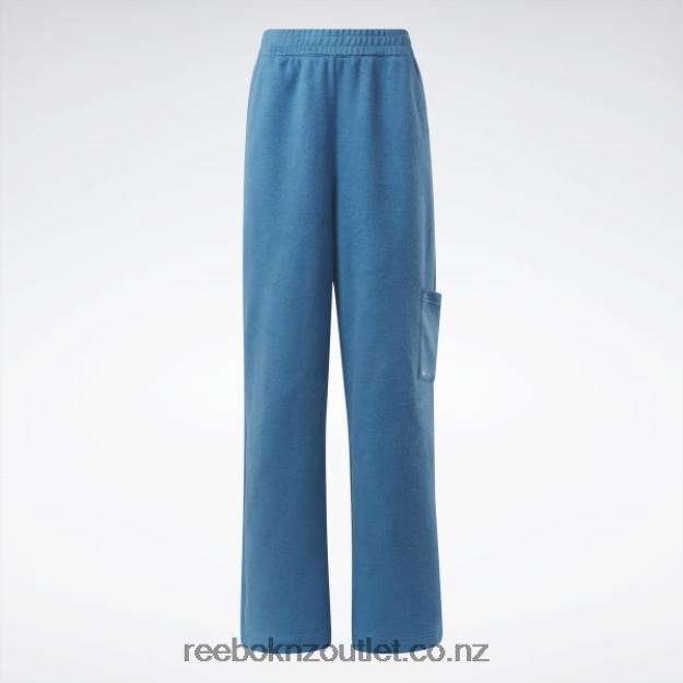 Steely Blue S23-R 2B4626524 Classics Reverse Fleece Wide Leg Pants Reebok Women
