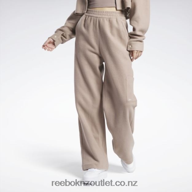 Taupe 2B4626259 Classics Reverse Fleece Wide Leg Pants Reebok Women