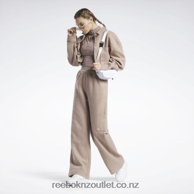 Taupe 2B4626259 Classics Reverse Fleece Wide Leg Pants Reebok Women