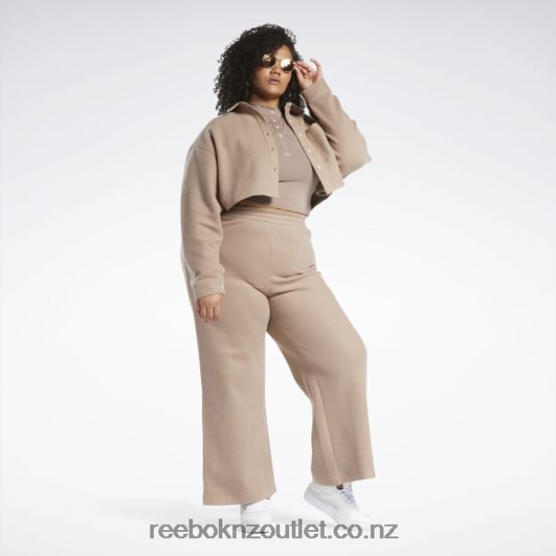 Taupe 2B4626819 Classics Reverse Fleece Wide Leg Pants (Plus Size) Reebok Women