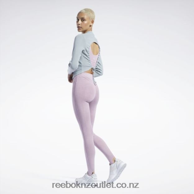 Pure Grey 3 2B4626619 Classics Natural Dye Ribbed Long Sleeve Wrap Shirt Reebok Women