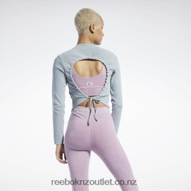 Pure Grey 3 2B4626619 Classics Natural Dye Ribbed Long Sleeve Wrap Shirt Reebok Women