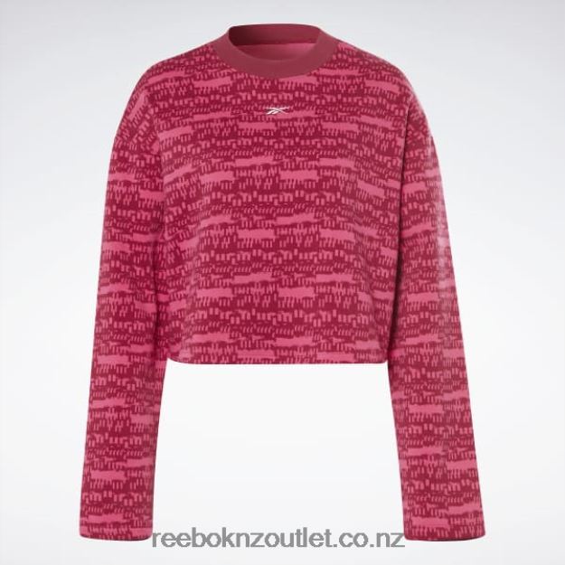 Pursuit Pink 2B4626990 MYT Printed Long Sleeve Cover-Up Reebok Women