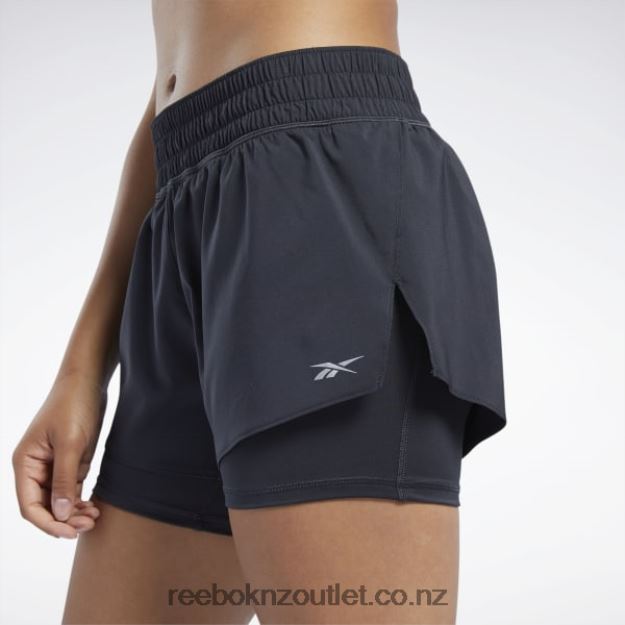 Black 2B4626400 Running Two-in-One Shorts Reebok Women