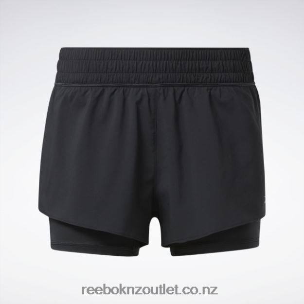 Black 2B4626400 Running Two-in-One Shorts Reebok Women