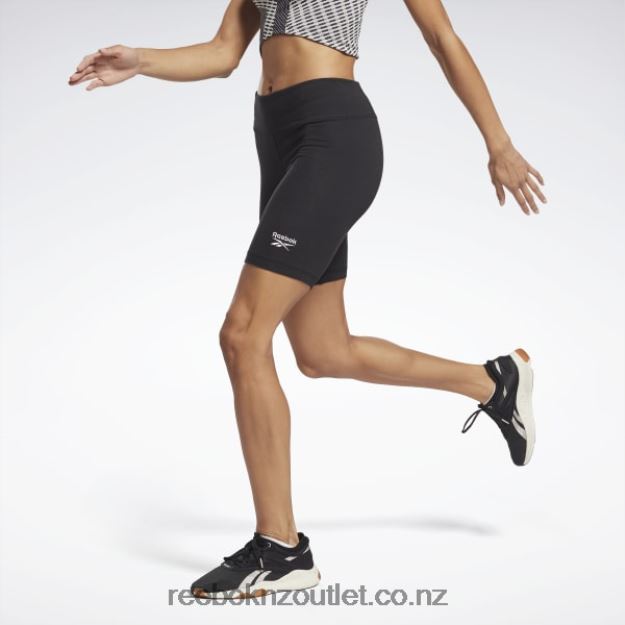 Black 2B4626436 Identity Fitted Logo Shorts Reebok Women