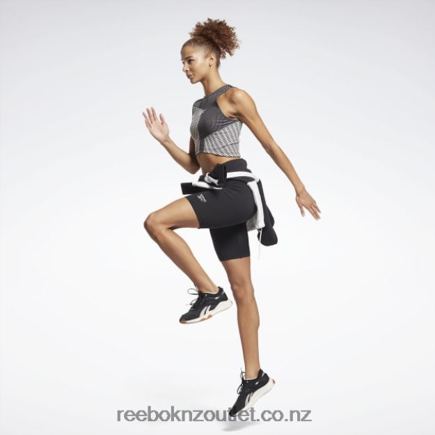 Black 2B4626436 Identity Fitted Logo Shorts Reebok Women