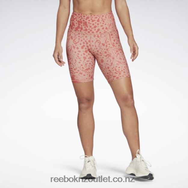 Canyon Coral 2B4626736 Lux Bold High-Waisted Modern Safari Print Shorts Reebok Women
