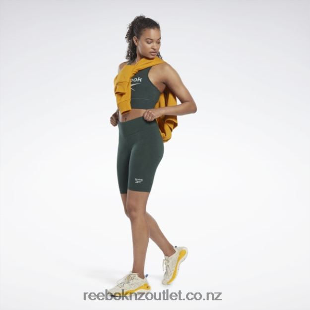 Forest Green Mel 2B4626977 Identity Fitted Logo Shorts Reebok Women