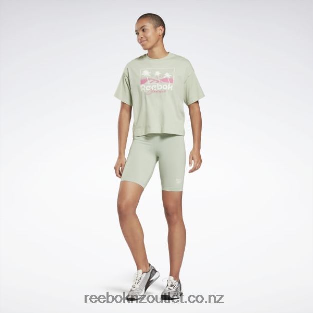 Light Sage 2B4626976 Identity Fitted Logo Shorts Reebok Women