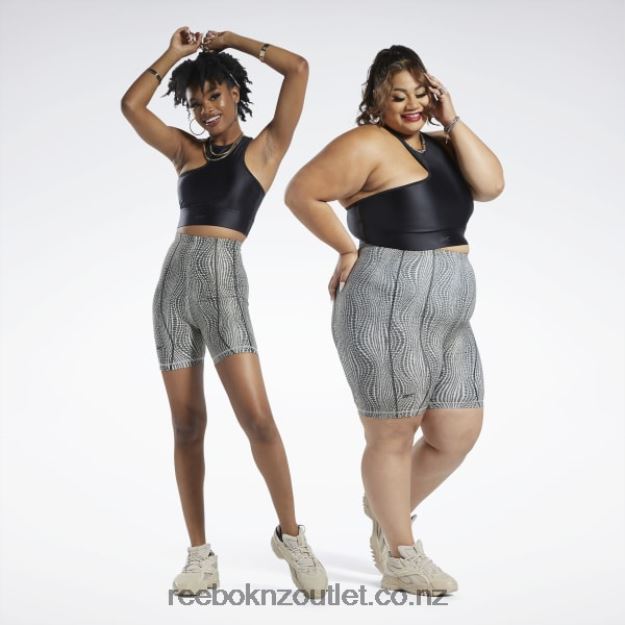 Modern Beige 2B4626568 Cardi B High-Waisted Legging Shorts (Plus Size) Reebok Women