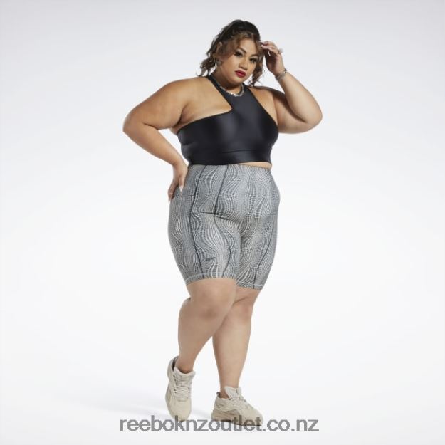 Modern Beige 2B4626568 Cardi B High-Waisted Legging Shorts (Plus Size) Reebok Women