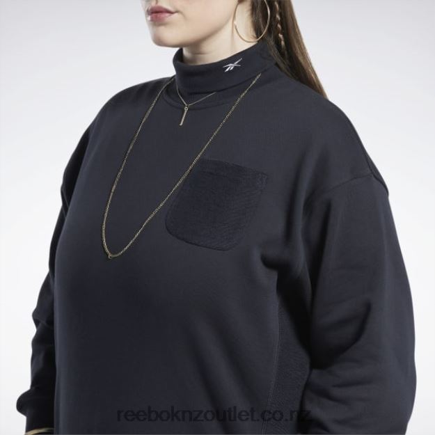 Black 2B4626898 Classics Cotton French Terry Sweatshirt (Plus Size) Reebok Women