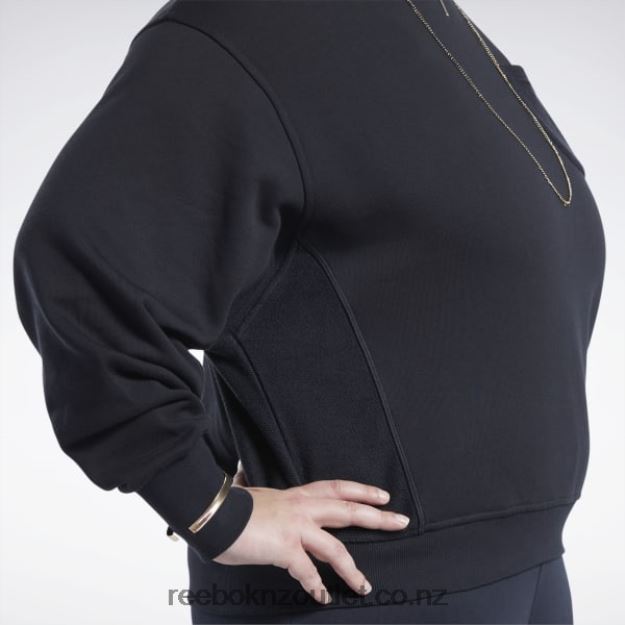 Black 2B4626898 Classics Cotton French Terry Sweatshirt (Plus Size) Reebok Women