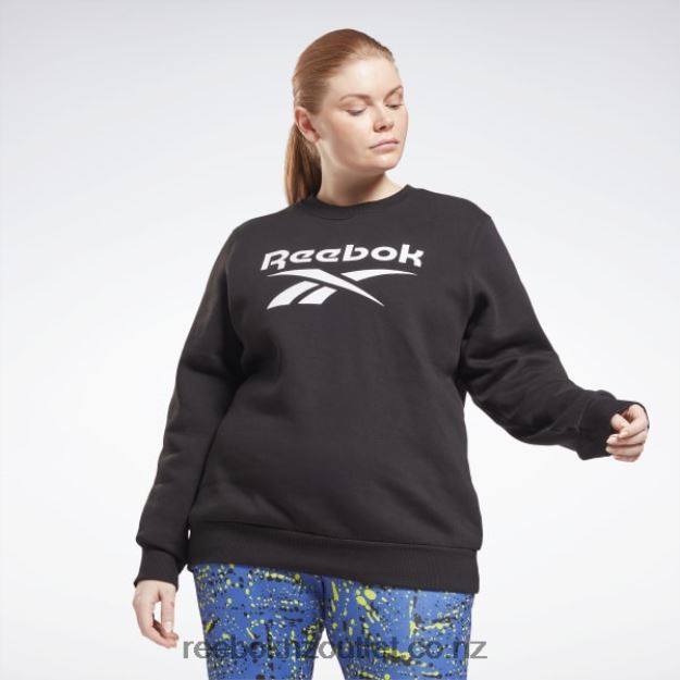Black 2B4626998 Identity Logo Fleece Crew Sweatshirt (Plus Size) Reebok Women