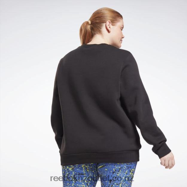 Black 2B4626998 Identity Logo Fleece Crew Sweatshirt (Plus Size) Reebok Women