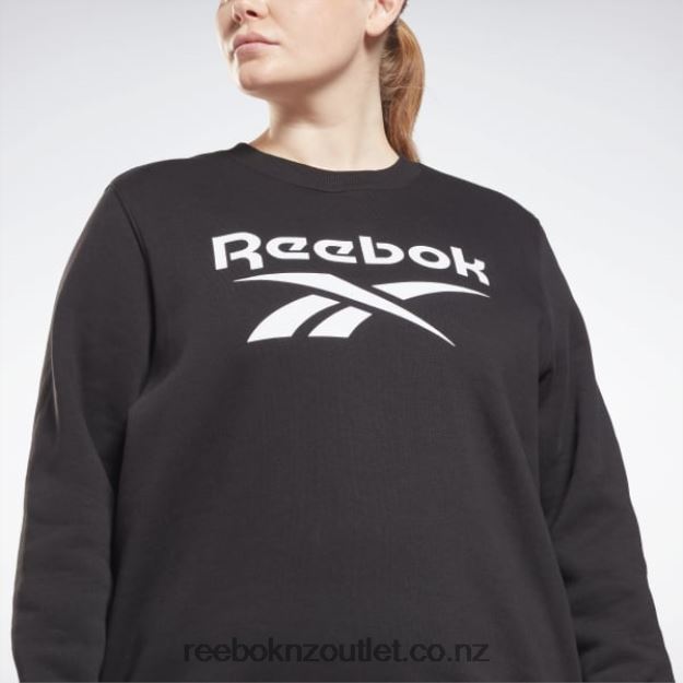 Black 2B4626998 Identity Logo Fleece Crew Sweatshirt (Plus Size) Reebok Women