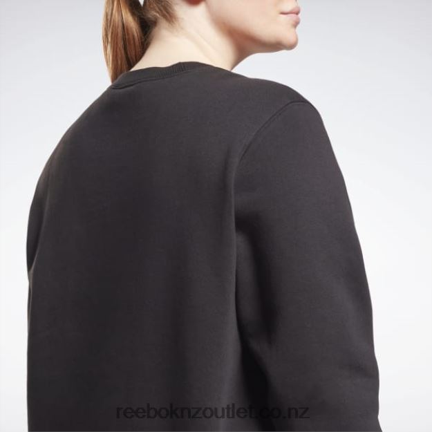 Black 2B4626998 Identity Logo Fleece Crew Sweatshirt (Plus Size) Reebok Women