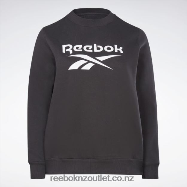 Black 2B4626998 Identity Logo Fleece Crew Sweatshirt (Plus Size) Reebok Women