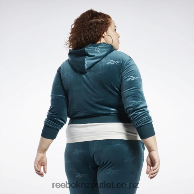 Forest Green 2B4626893 Classics Energy Q4 Velour Zip-Up Sweatshirt (Plus Size) Reebok Women