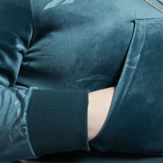 Forest Green 2B4626893 Classics Energy Q4 Velour Zip-Up Sweatshirt (Plus Size) Reebok Women