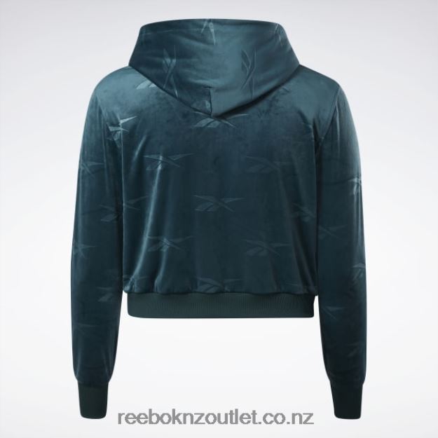 Forest Green 2B4626893 Classics Energy Q4 Velour Zip-Up Sweatshirt (Plus Size) Reebok Women